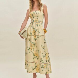Reformation Everett Linen Dress Yellow - Size 0